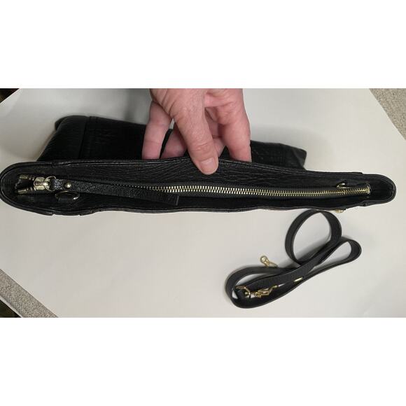 Vince Camuto Black Leather Brown Pony Hair Baily Handbag Clutch Purse NEW NWOT - Picture 5 of 13